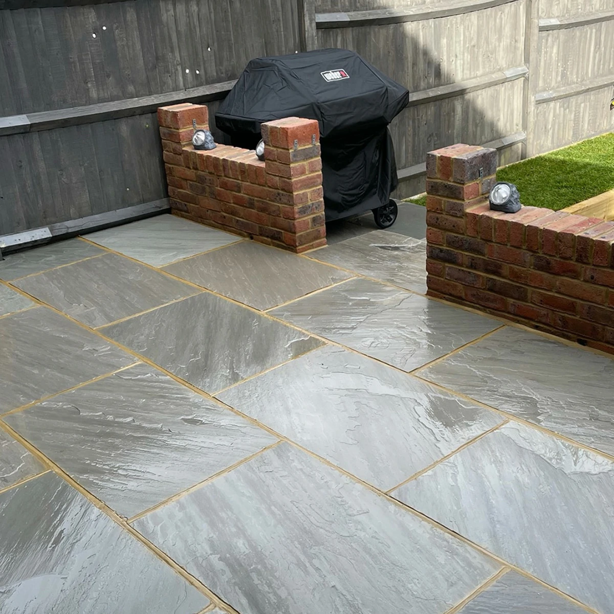 Kandla Grey Indian Sandstone Paving Slabs - Tumbled - 600x600 - 22mm